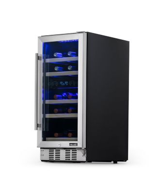 15" Built-in 29 Bottle Dual Zone Compressor Wine Fridge, Quiet Operation with Beech Wood Shelves and Recessed Kickplate