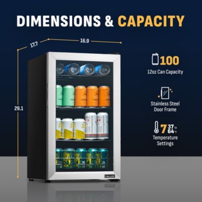 100 Can Beverage Fridge in Stainless Steel