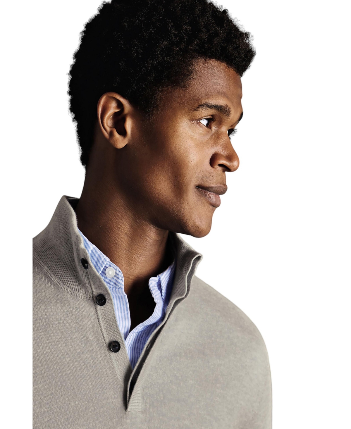 Charles Tyrwhitt Men's Merino/Cashmere Button Neck Sweater
