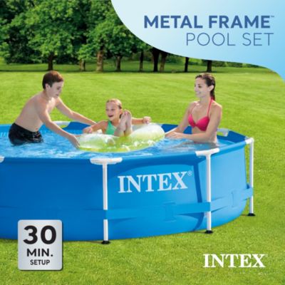 28201EH 10' x 30" Metal Frame Round Above Ground Swimming Pool with Pump