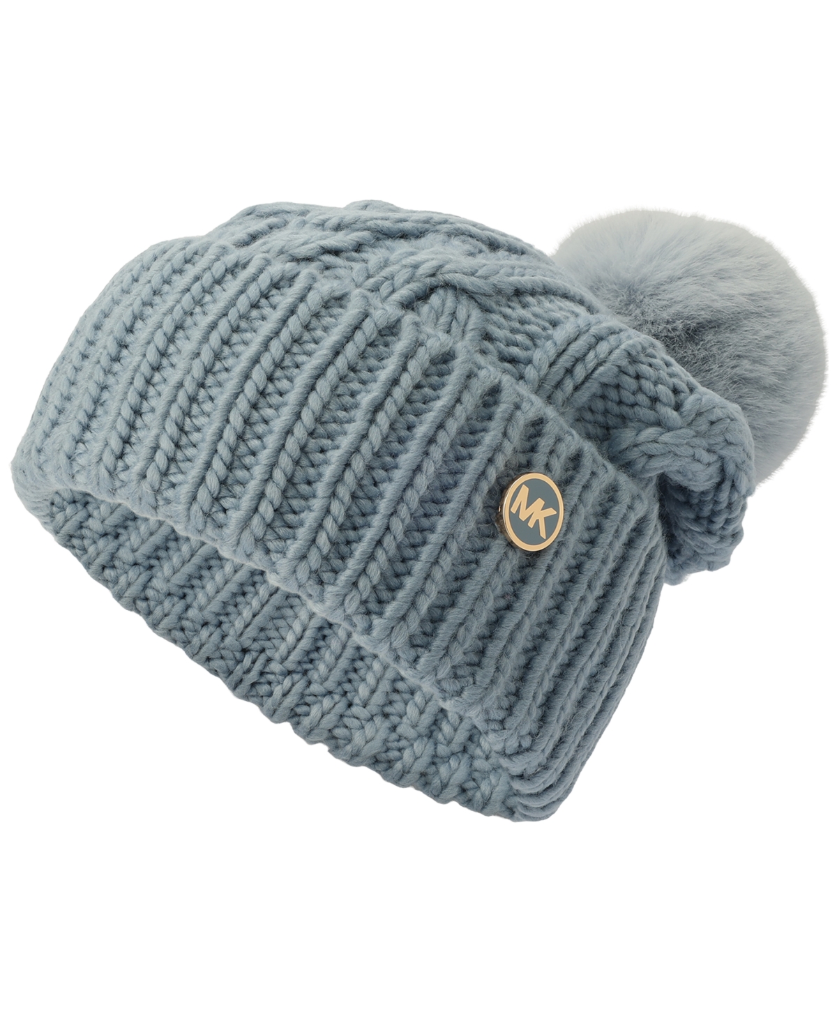 Michael Michael Kors Soft Knit Tangled Aran Cuff Pom Beanie