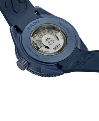 Men's Swiss Automatic Captain Cook Navy Blue Rubber Strap Watch 43mm