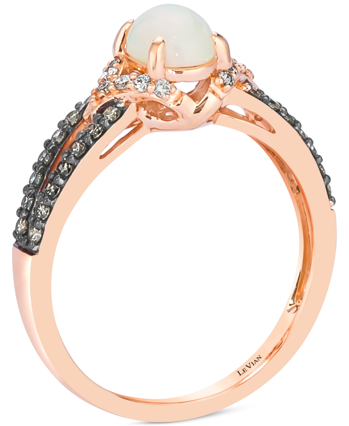 Le Vian Neopolitan(3/8 ct. t.w.) & Diamond (1/3 ct. t.w.) Split Shank Ring in 14k Rose Gold - Opal