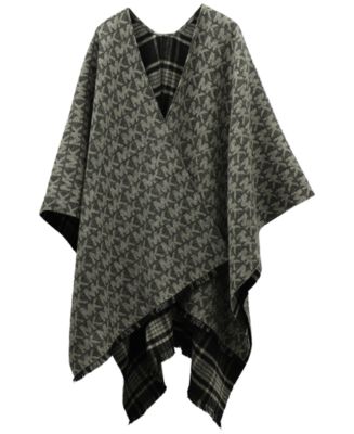 Michael Kors MK Plaid Reversible Ruana - Macy's