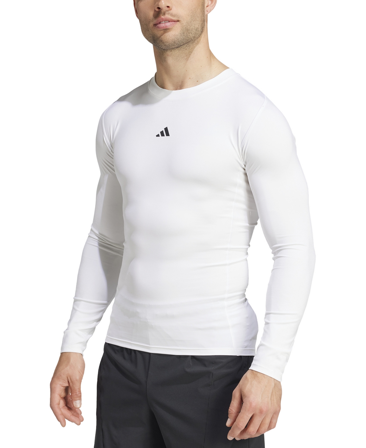 Men's Fitted Crewneck Tech-Fit Compression Shirt - White