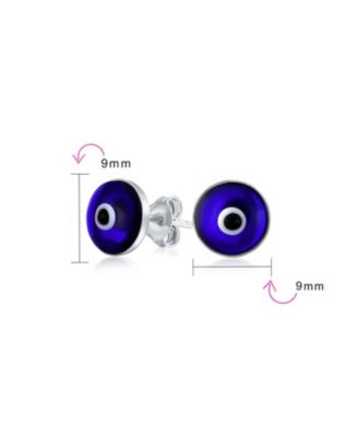 Spiritual Protection Evil Eye Stud Earrings Murano Glass Sterling Silver 9MM