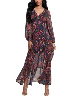 GUESS Women&rsquo;s Bianca Paisley-Print High-Low Dress - Macy&rsquo;s