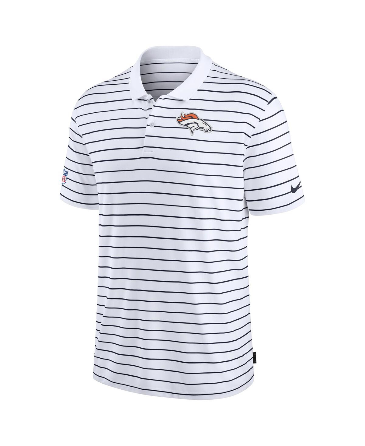 Nike Men's White Denver Broncos Sideline Lock Up Victory Performance Polo In White,navy