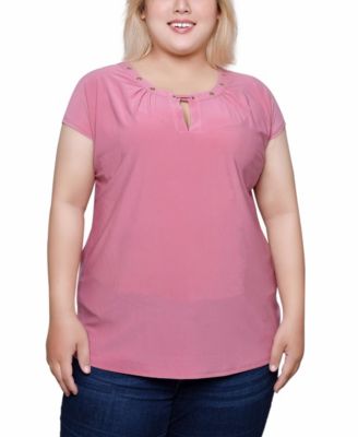 売れ筋商品|||ニューヨークコレクション カットソー トップス レディース Women's Short Extended-Sleeve Grommet Neck Knit Top Samoan Sun NY Collection Women's Short Extended-Sleeve Grommet Neck