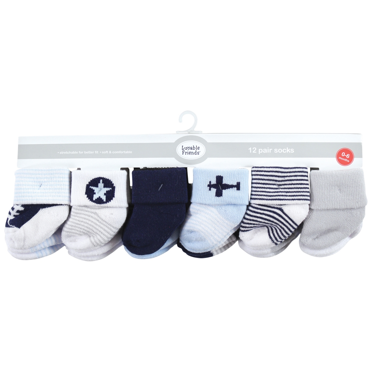 Luvable Friends Baby Boys Grow with Me Cotton Terry Socks