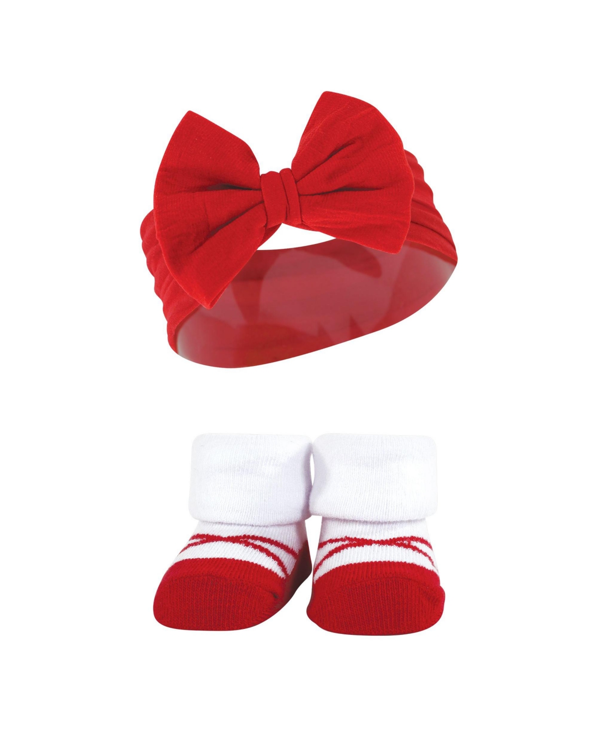 Hudson Baby Baby Girls Headband and Socks Giftset, One - Navy red