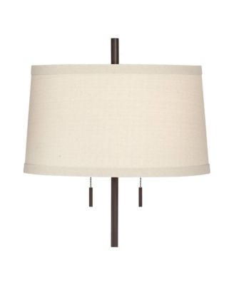 Nayla Modern Floor Lamp 62 1/2" Tall Bronze Metal Off White Fabric Tapered Drum Shade for Living Room Bedroom Office House Home