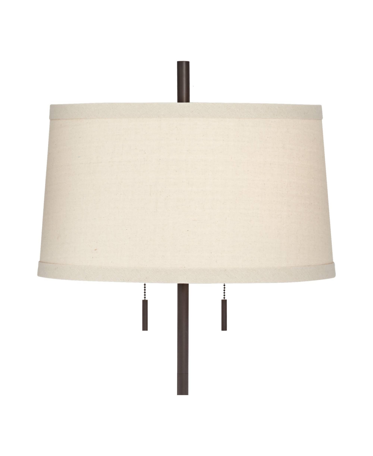 Possini Euro Design Nayla Modern Floor Lamp Standing Tall Bronze Steel Slender Column Off White Fabric Tapered Drum Shade Decor for Living Room