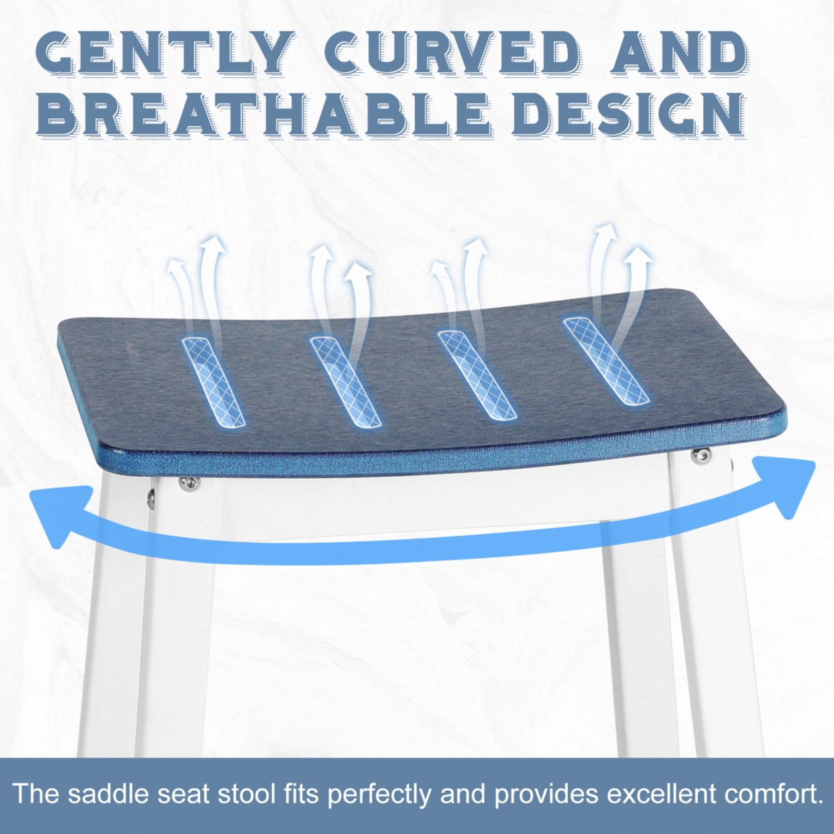 Aoodor Outdoor Bar Stools,Set of 2 Bar Chairs, Hdpe Patio Counter Height Bar Stools with Footrest for Backyard, Garden, Lawn and Patio -Navy B