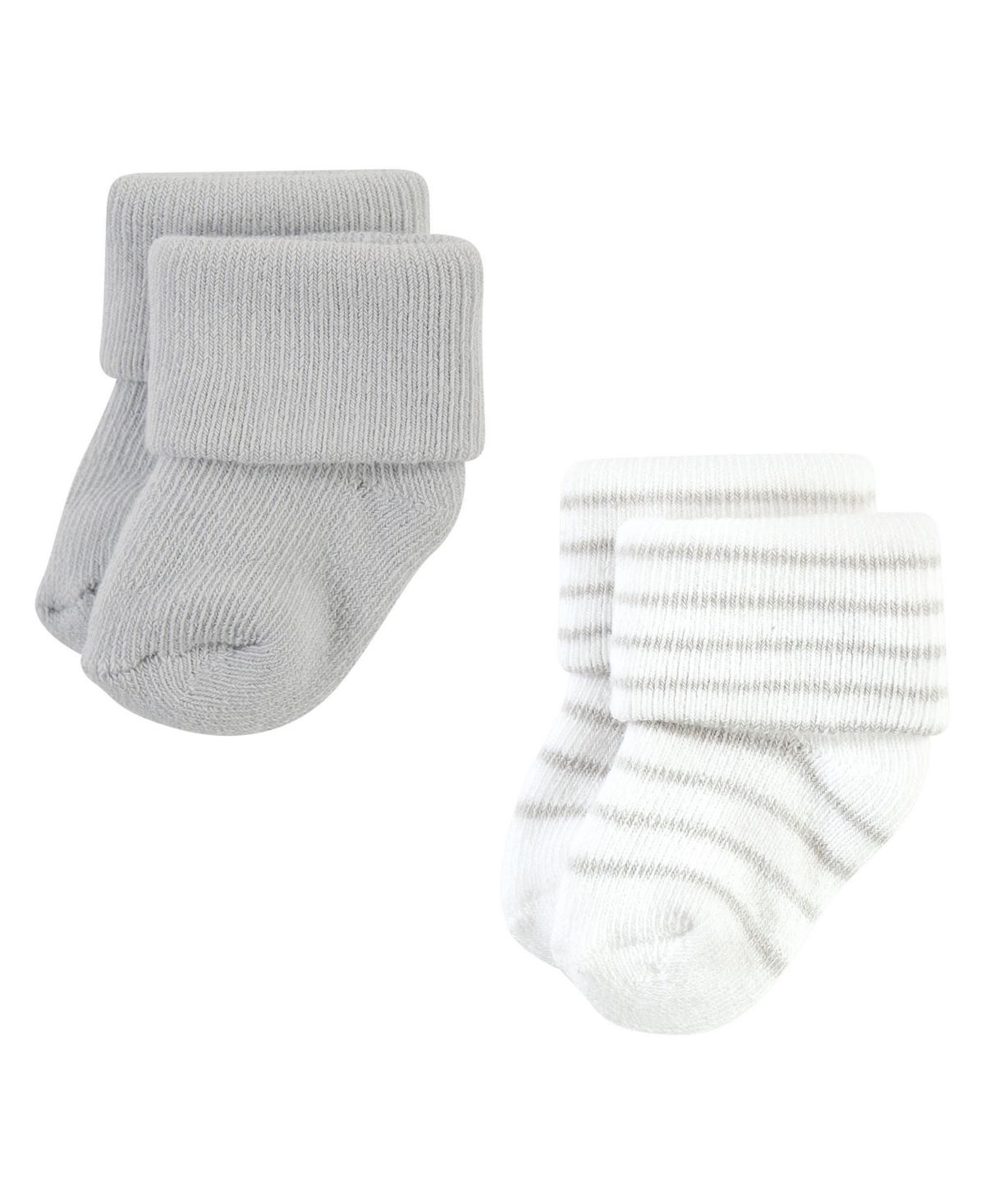 Hudson Baby Baby Boys Cotton Rich Newborn and Terry Socks, Gray Stripe 12 Pack - Gray stripe 12 pack