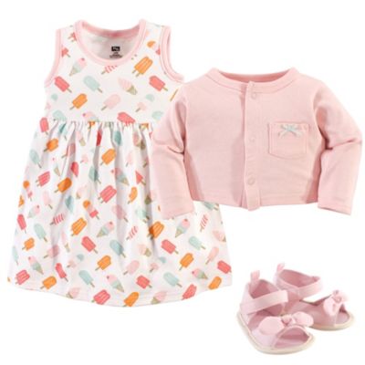 Baby Girls Hudson Cotton Dress, Cardigan and Shoe Set