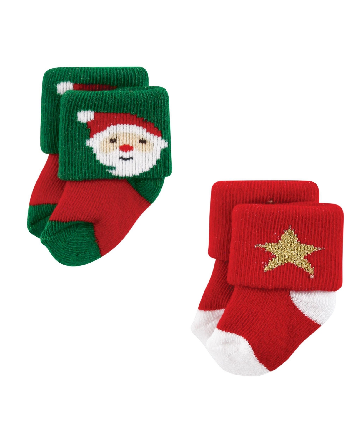 Hudson Baby Baby Boys Cotton Rich Newborn and Terry Socks, 12 Days Of Christmas Santa - 12 days of christmas santa