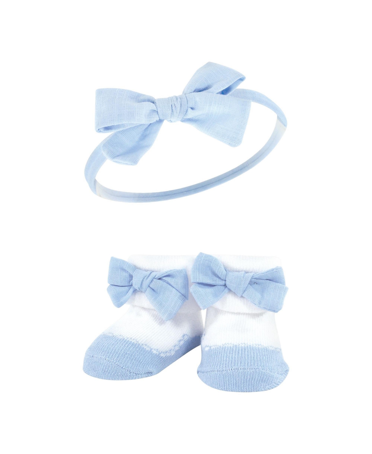 Hudson Baby Baby Girls Headband and Socks Giftset, One - Red blue