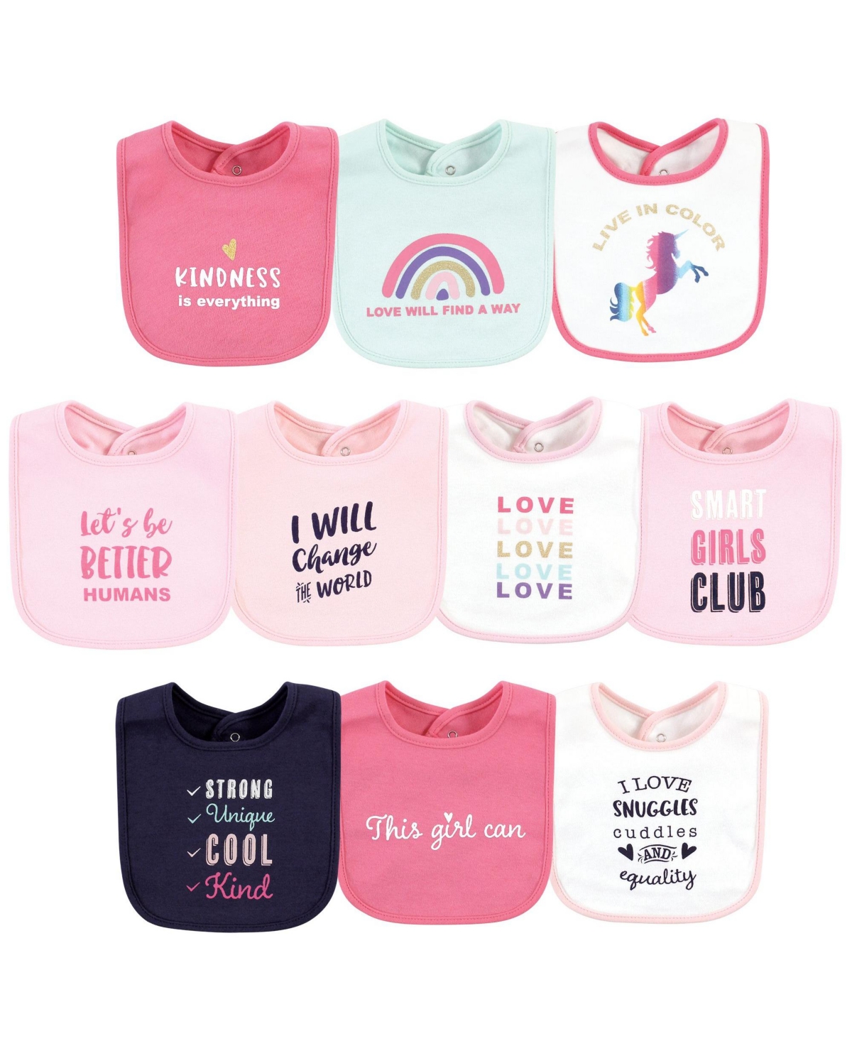 Hudson Baby Girls 10Pk Interlock Bibs