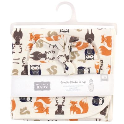 Boys Comfort Swaddle Blanket with Matching Cap or Headband