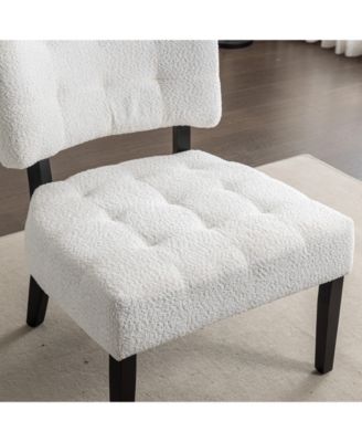 Boucle Tufted Accent Chair with Oversized Seating, White