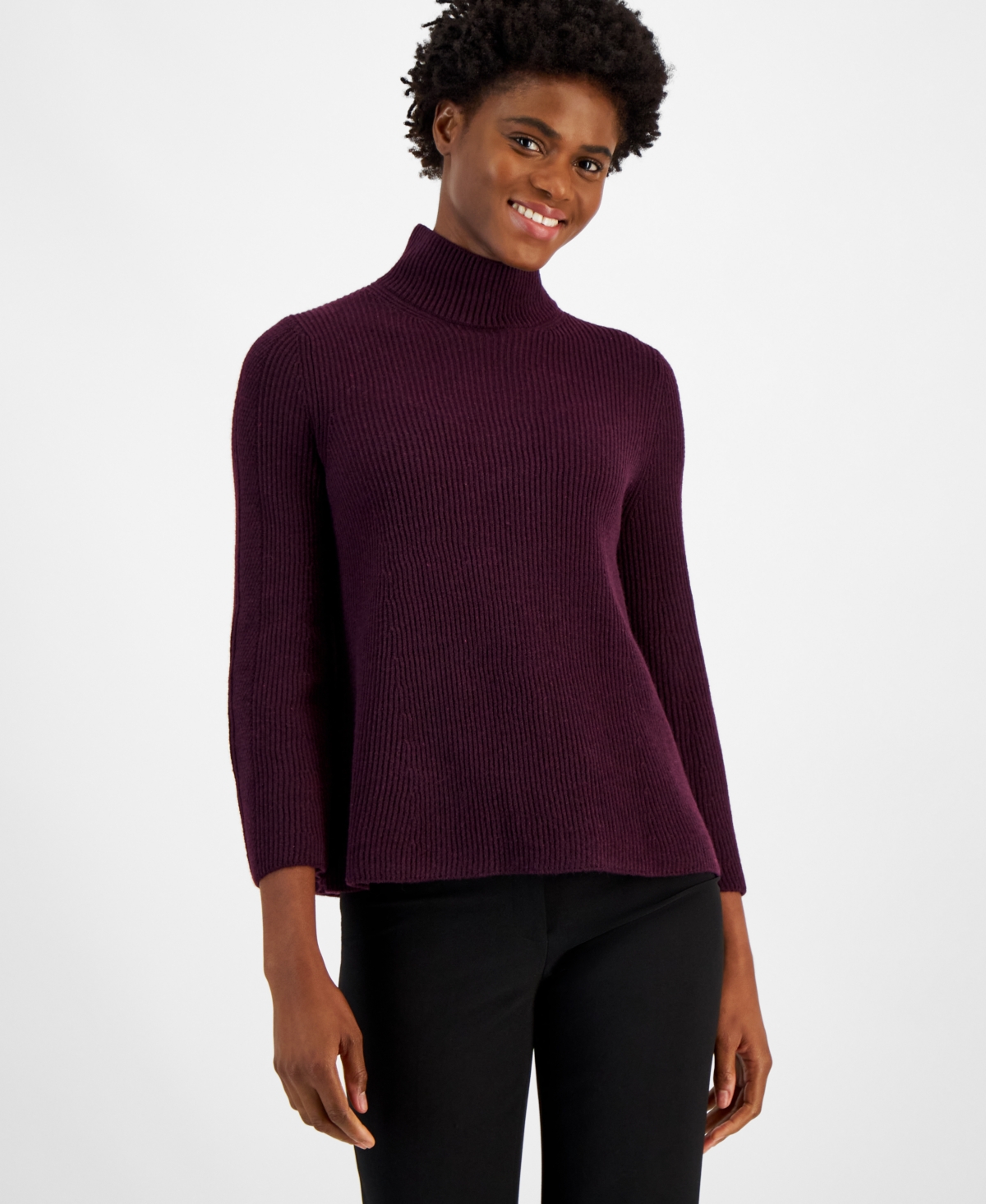 ANNE KLEIN WOMEN'S BELL-SLEEVE PULLOVER SWEATER 
