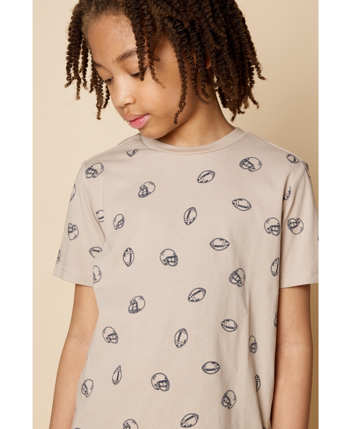 B by Brooks Brothers Big Boys All Over Print Football T-Shirt