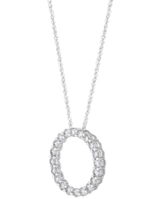 Lab Grown Diamond Circle Pendant Necklace (1 ct. t.w.) in 14k White or Yellow Gold, 16" + 2" extender