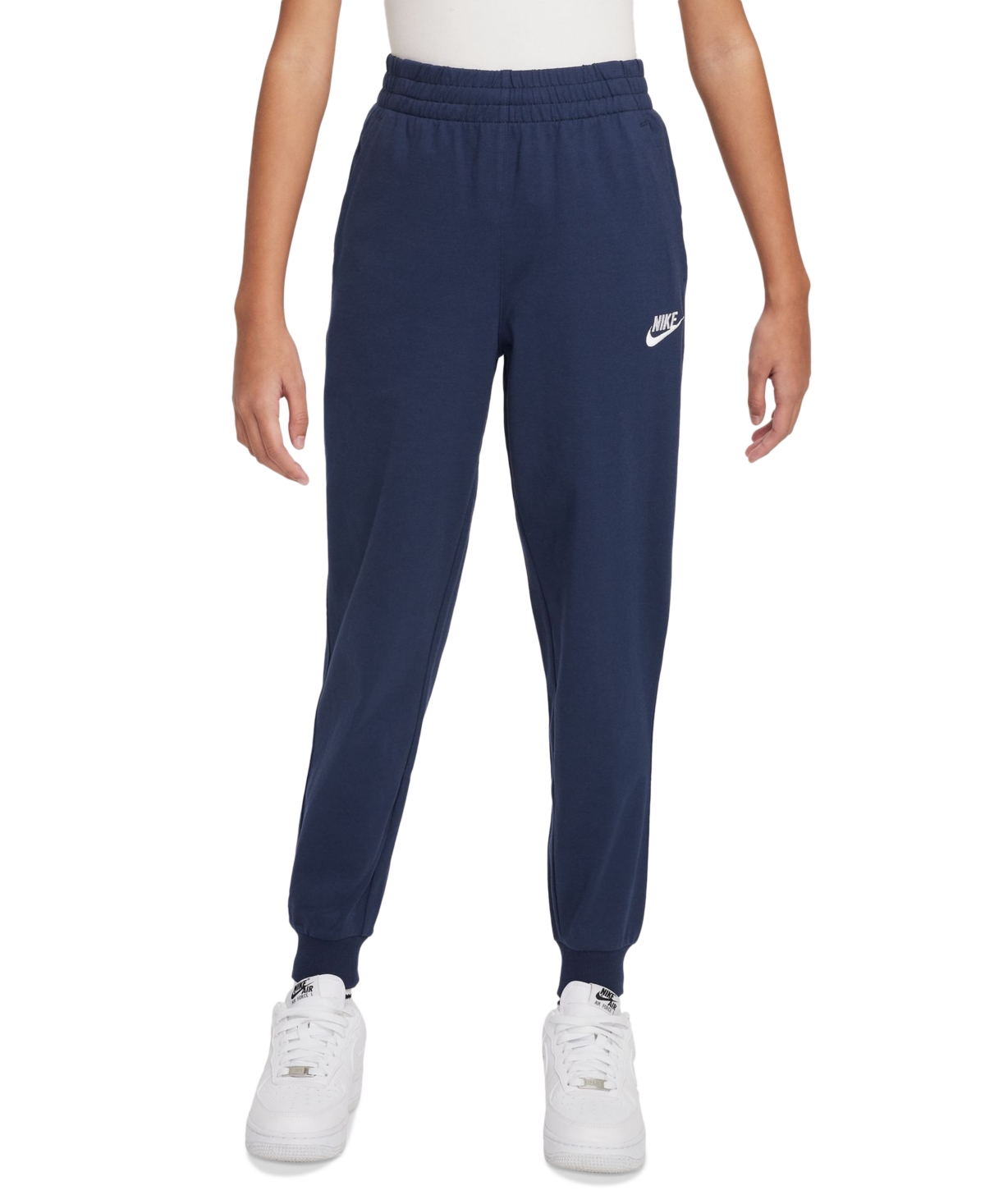 Nike Big Kids Club Fleece Jogger Pants In Midnight Navy,midnight Navy,white