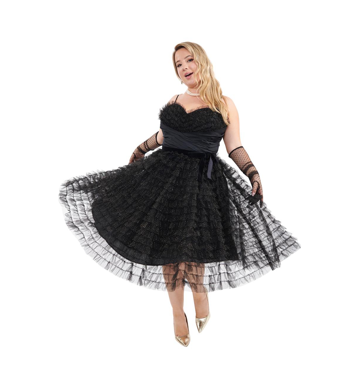 Unique Vintage Plus Size Tulle Sweetheart Cupcake Swing Dress
