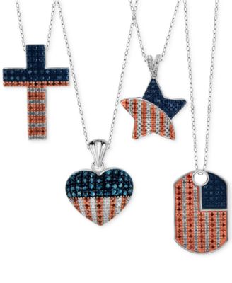 red white and blue diamond necklace