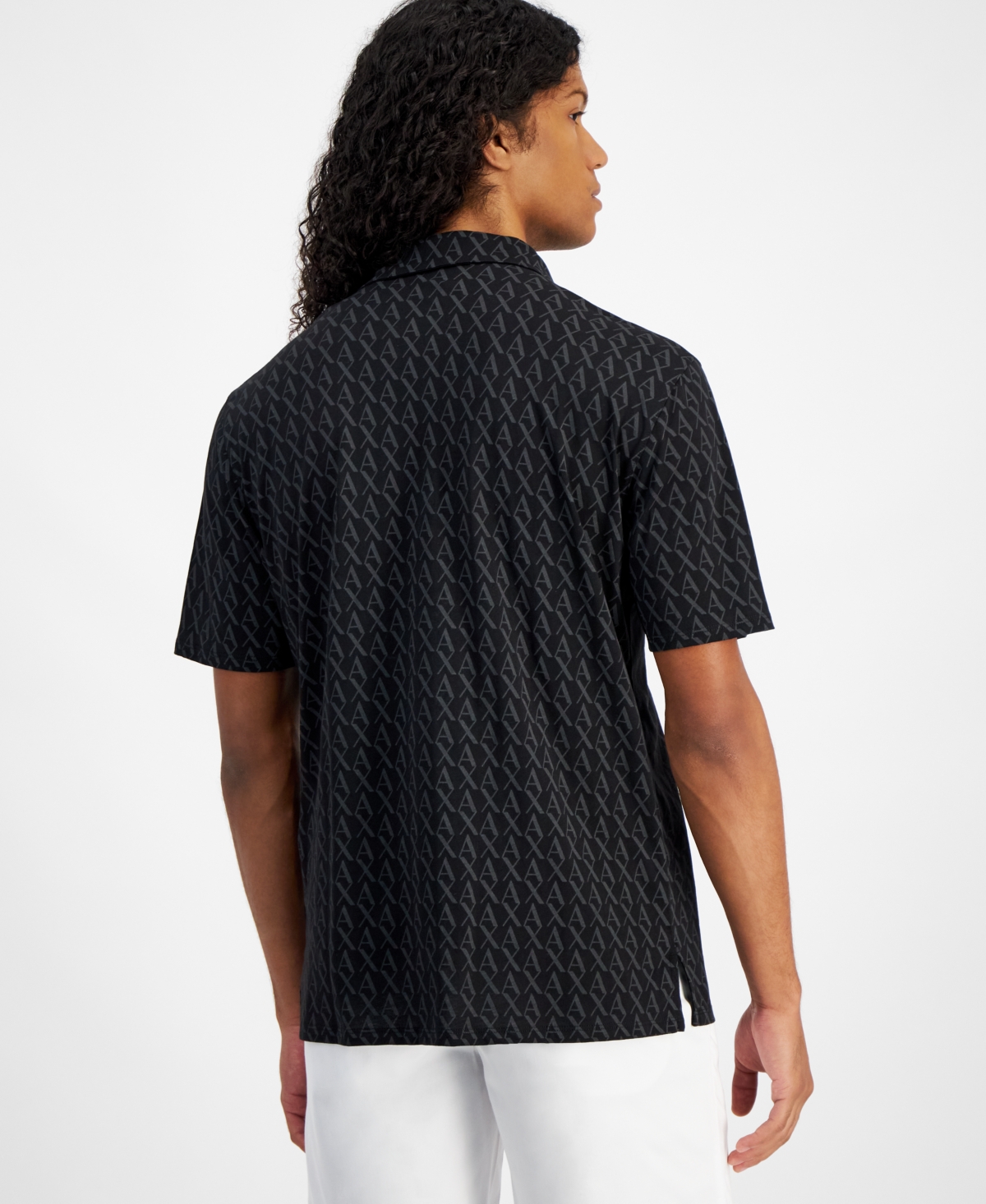 A|X Armani Exchange Men's Short Sleeve Logo Print Polo Shirt