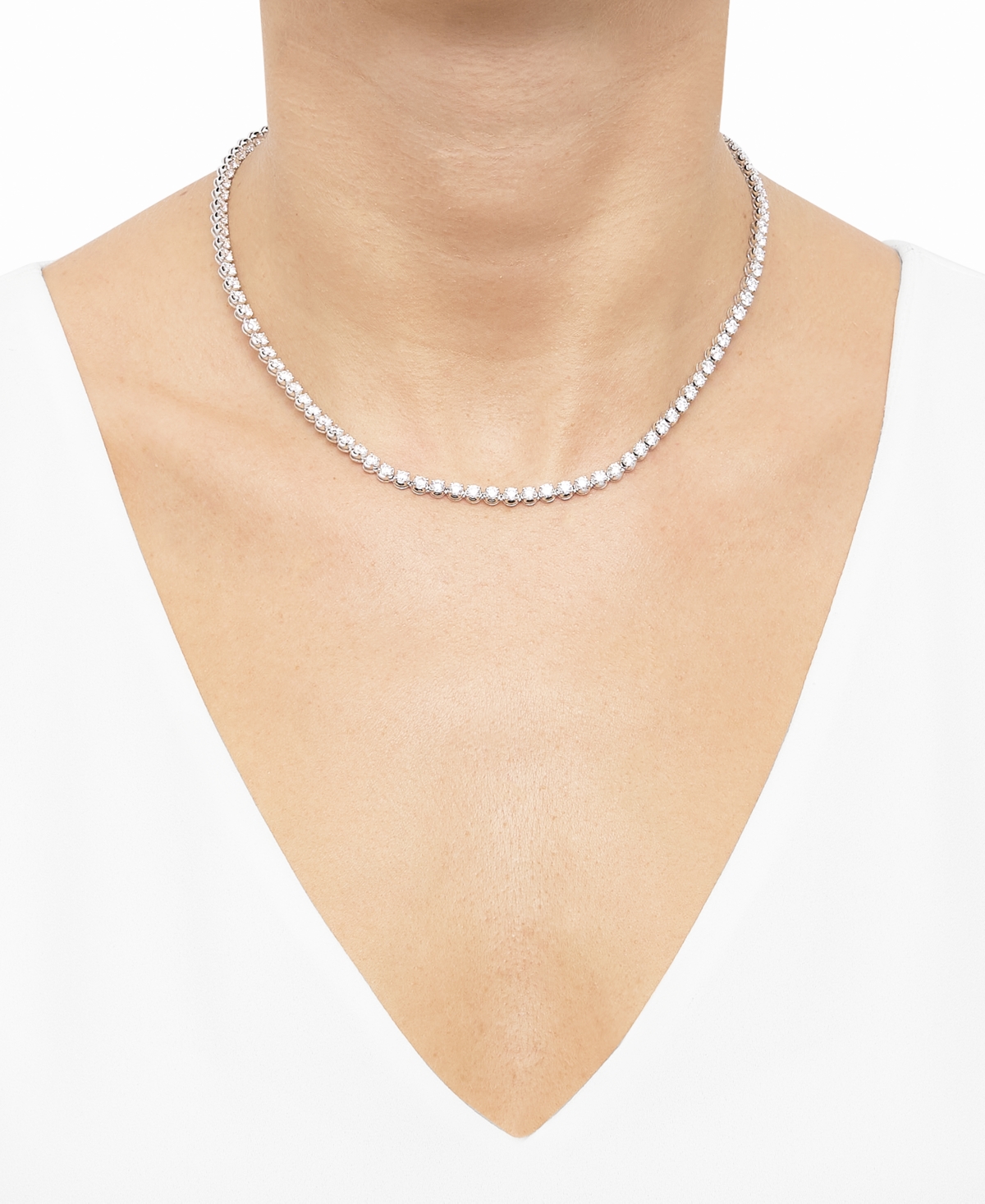 Grown With Love Lab Grown Diamond 18" Tennis Necklace (10 Ct. T.w.) In 14k White Or Yellow Gold In White Gold