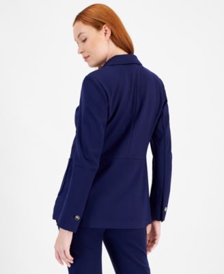 Petite Faux Double-Breasted Peak-Lapel Jacket