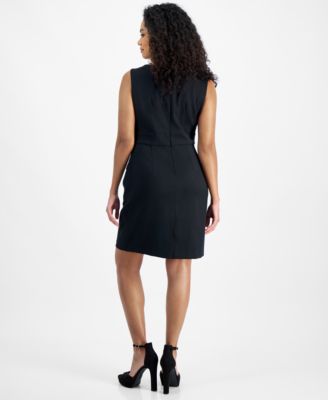 black sheath dress petite Karen Kane Women's Petite Size Cascade Wrap Dress, PXL, PXL, Black, Rayon/Spandex main image 1