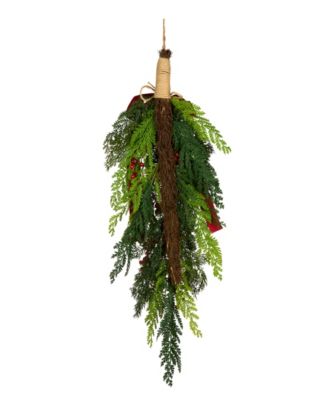 National Tree Company Christmas Joy Teardrop Swag, 28 Inches