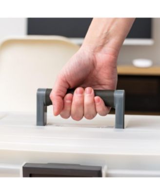 USA File Box WeatherPro Portable File Organizer Plastic File Box for Letter File w/ Organizer-Lid, Durable Lid and Seal w/ Secure Latching Buckles, Stackable and Nestable, Pearl 19 Qt. 1 Pack