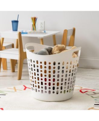 USA Laundry Basket 40L Durable and Flexible, Portable Round Bin, 1.15 Bushel Hamper for Storage with Ventilation Holes for Closet Dorm, White