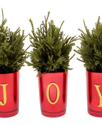 "JOY" Mini Trees, Set of 3, 8 Inches