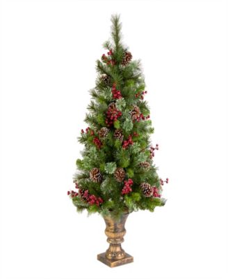 National Tree Company Iced Berry Pine Entrance Tree, 4 feet.
