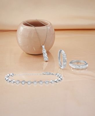 Diamond Graduated Three Stone Pendant Necklace (1 ct. t.w.) in 14k White or Yellow Gold, 18" + 2" extender, Created for Macy's