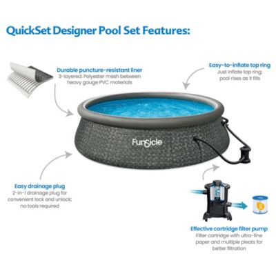 12' x 36" QuickSet Ring Top Above Ground Swimming Pool, Herringbone