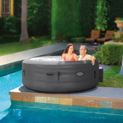 SimpleSpa Bubble Massage 4 Person Inflatable Hot Tub with Insulated Cover