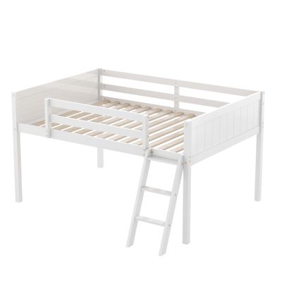 Streamdale Full Size Wood Low Loft Bed with Ladder