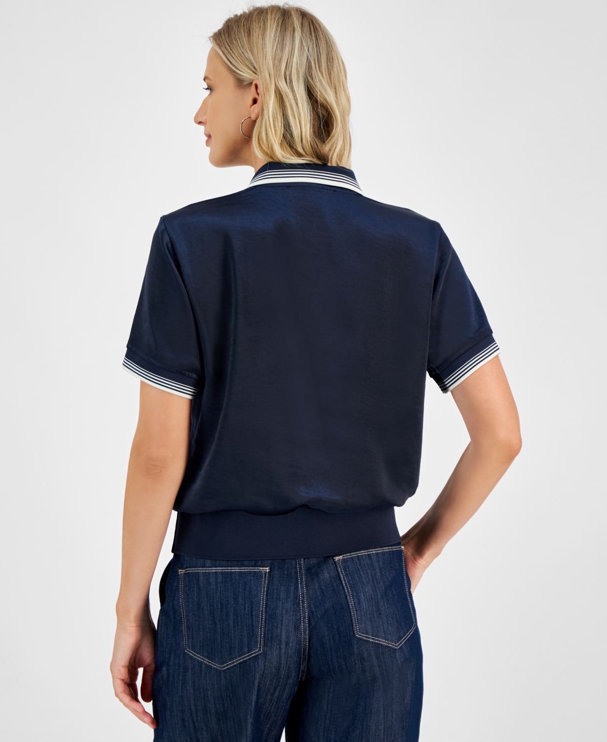 Tommy Hilfiger Women's Charmeuse Wove Polo Top