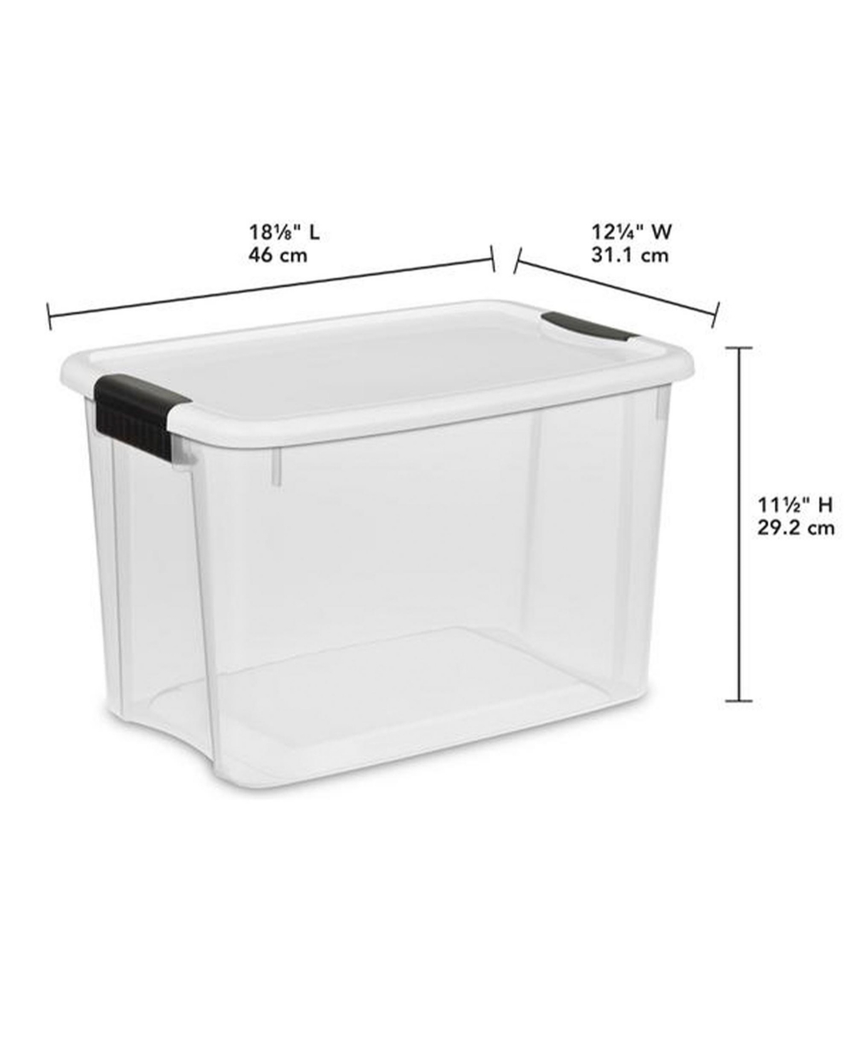 Sterilite 30 Qt Clear Plastic Stackable Storage Bin w/White Latch Lid, (12 Pack)
