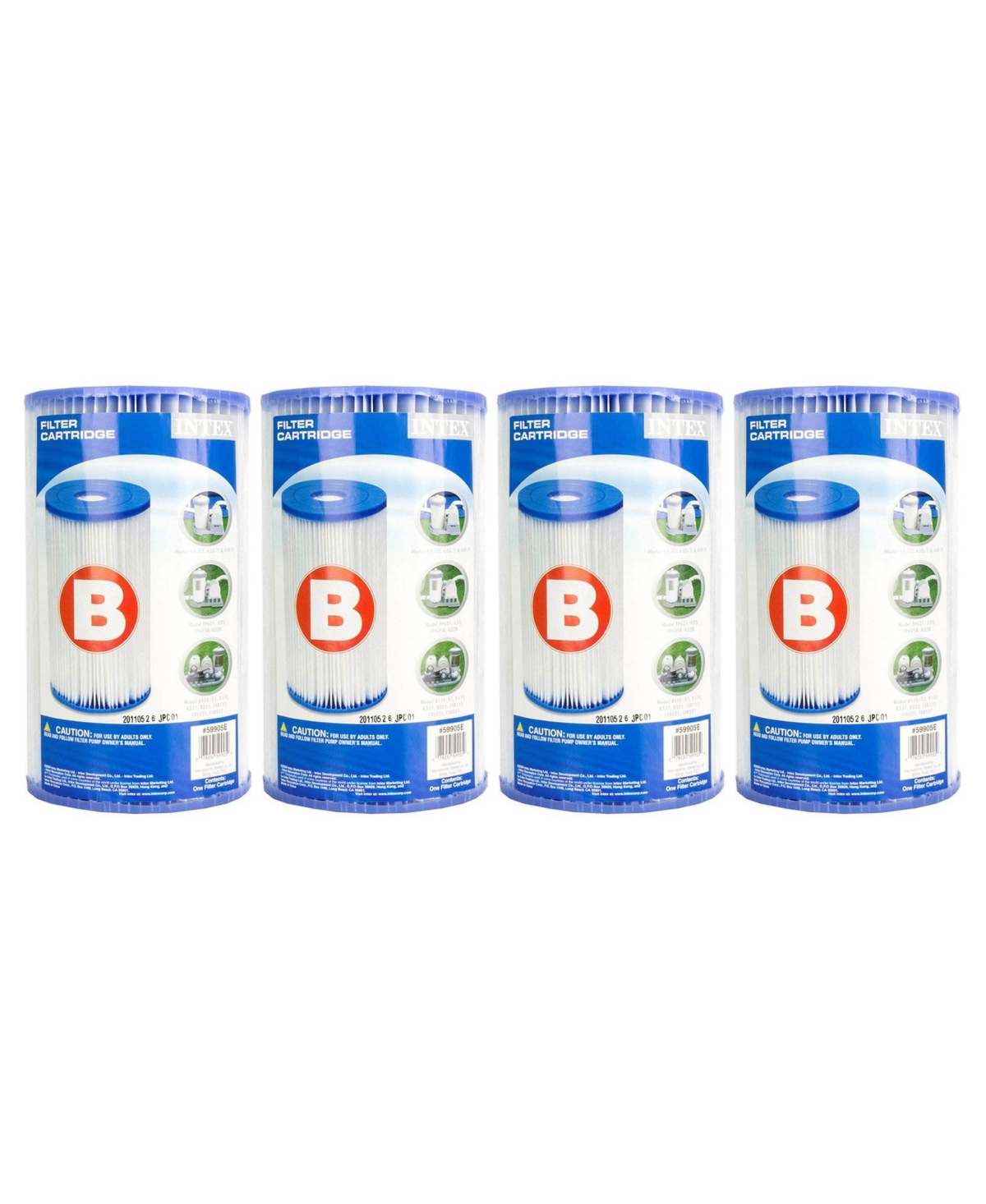 Easy Set Type B Replacement Filter Cartridge for Swimming Pools, (4 Pack) - Blue/white