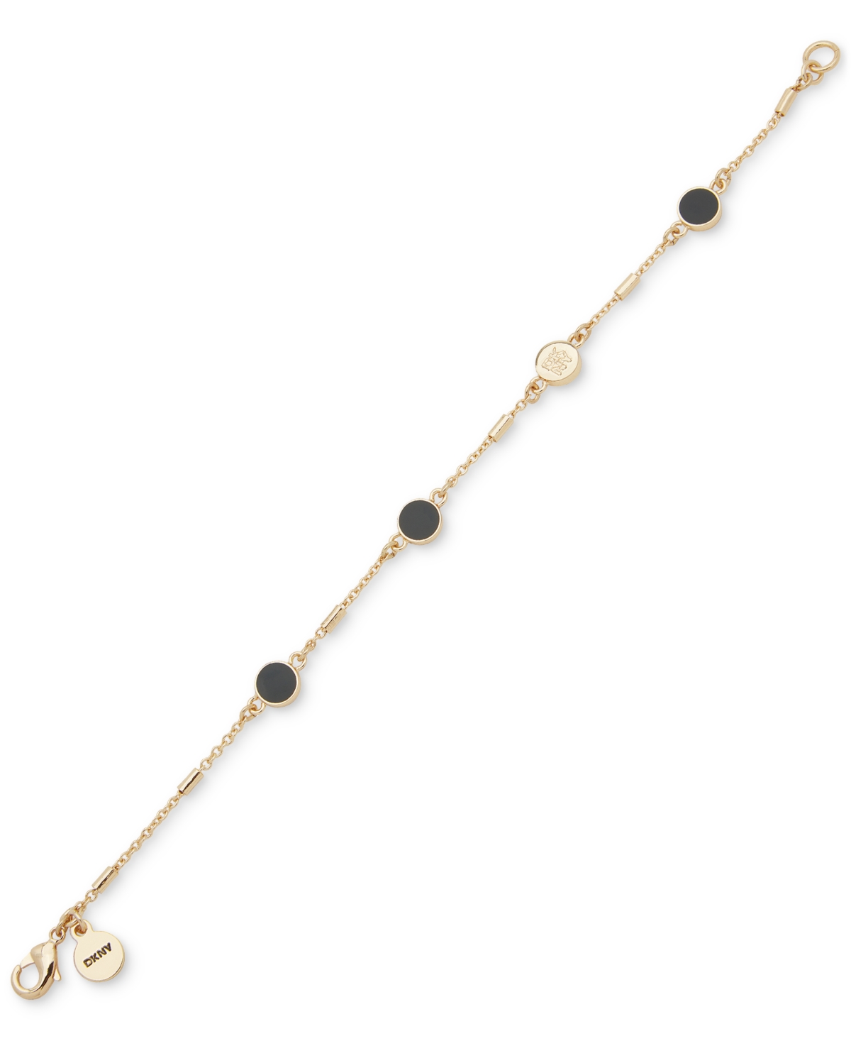 Gold-Tone Logo Enamel-Disc Flex Bracelet - Black