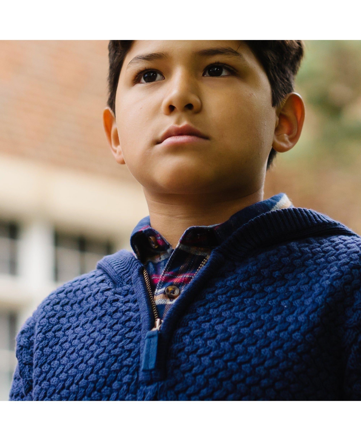 Hope & Henry Boys Organic Long Sleeve Hooded Half Zip Sweater