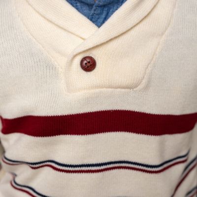Boys Organic Long Sleeve Striped Shawl Collar Sweater
